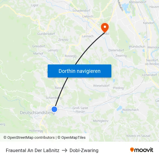 Frauental An Der Laßnitz to Dobl-Zwaring map
