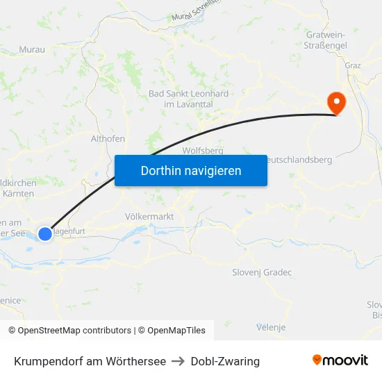 Krumpendorf am Wörthersee to Dobl-Zwaring map