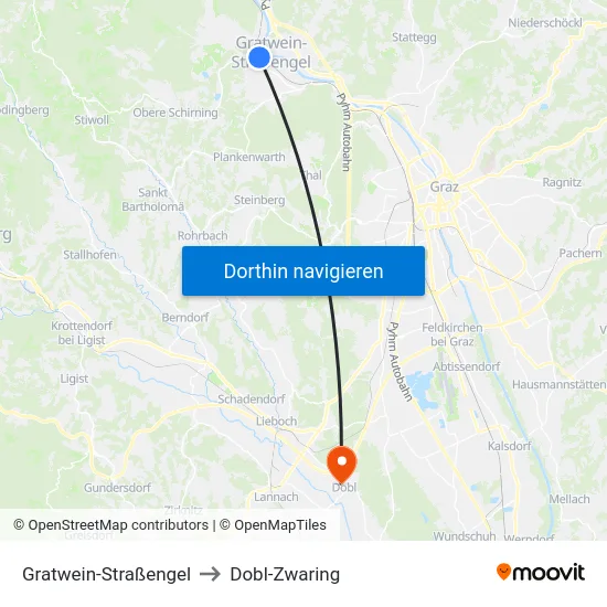 Gratwein-Straßengel to Dobl-Zwaring map