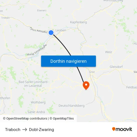Traboch to Dobl-Zwaring map