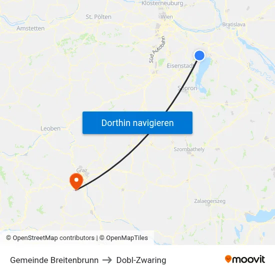 Gemeinde Breitenbrunn to Dobl-Zwaring map