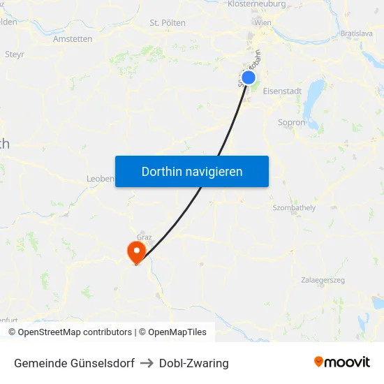 Gemeinde Günselsdorf to Dobl-Zwaring map