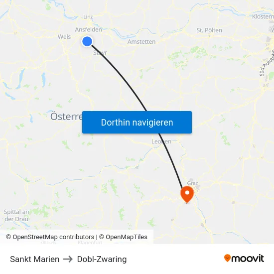 Sankt Marien to Dobl-Zwaring map
