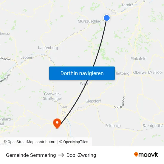 Gemeinde Semmering to Dobl-Zwaring map
