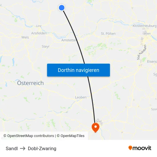 Sandl to Dobl-Zwaring map
