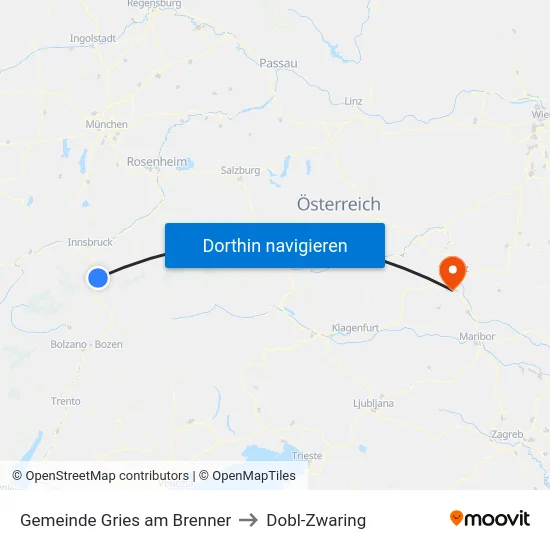 Gemeinde Gries am Brenner to Dobl-Zwaring map