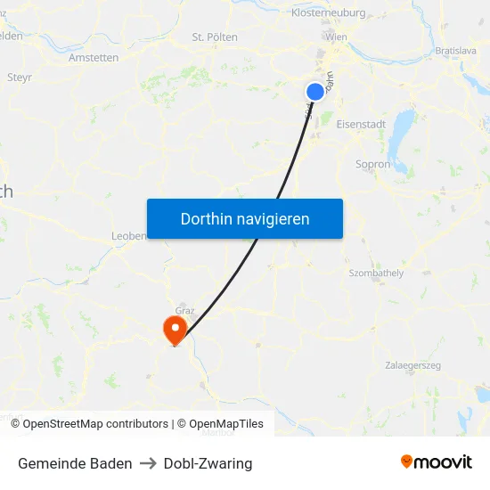Gemeinde Baden to Dobl-Zwaring map