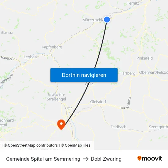 Gemeinde Spital am Semmering to Dobl-Zwaring map