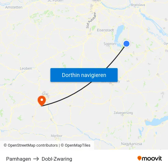 Pamhagen to Dobl-Zwaring map