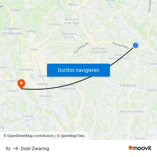 Ilz to Dobl-Zwaring map