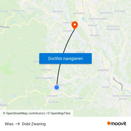 Wies to Dobl-Zwaring map