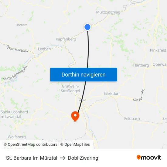 St. Barbara Im Mürztal to Dobl-Zwaring map