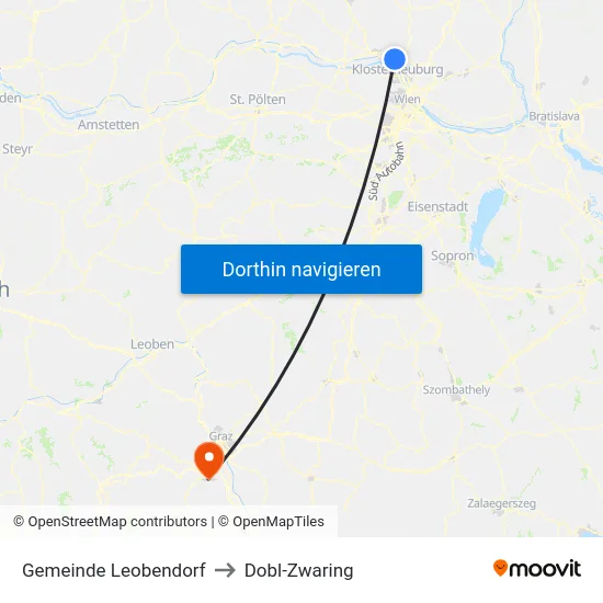 Gemeinde Leobendorf to Dobl-Zwaring map