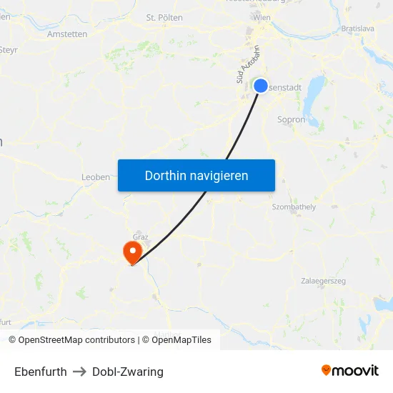 Ebenfurth to Dobl-Zwaring map