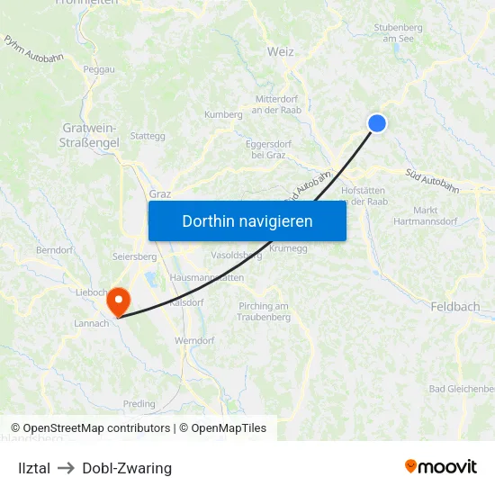 Ilztal to Dobl-Zwaring map
