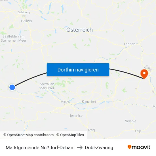 Marktgemeinde Nußdorf-Debant to Dobl-Zwaring map