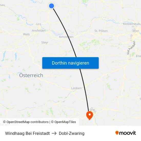 Windhaag Bei Freistadt to Dobl-Zwaring map