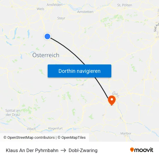 Klaus An Der Pyhrnbahn to Dobl-Zwaring map