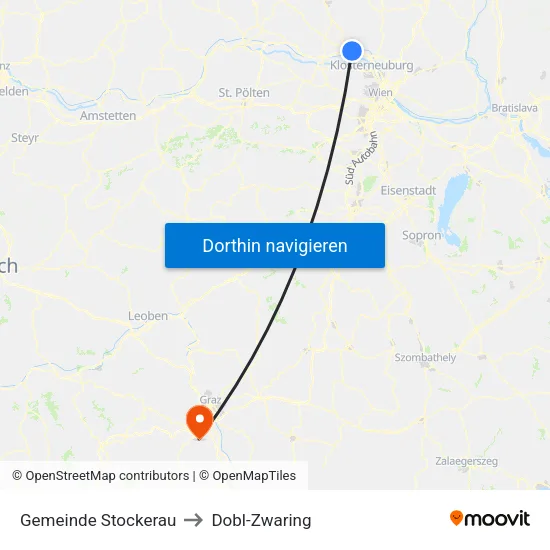 Gemeinde Stockerau to Dobl-Zwaring map