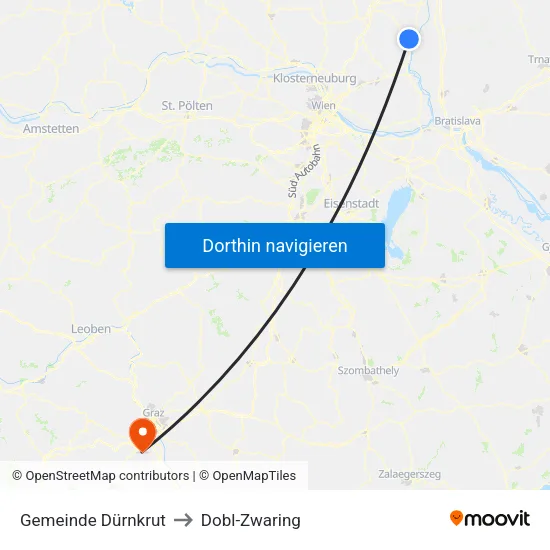 Gemeinde Dürnkrut to Dobl-Zwaring map
