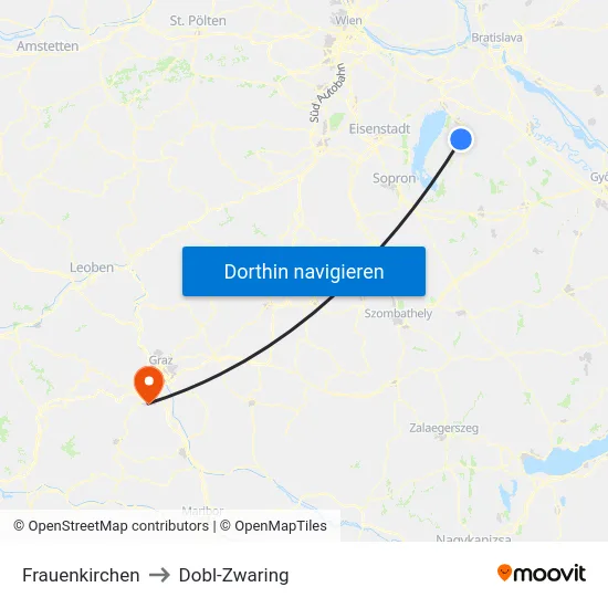 Frauenkirchen to Dobl-Zwaring map