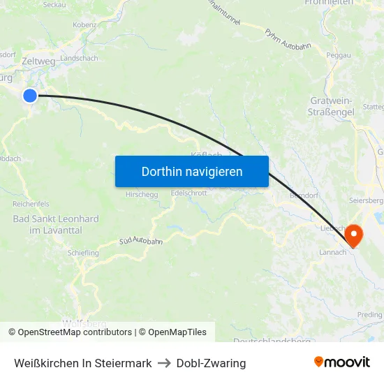 Weißkirchen In Steiermark to Dobl-Zwaring map