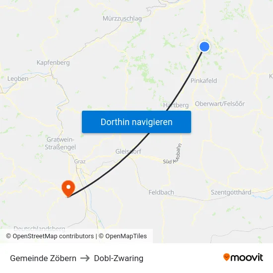 Gemeinde Zöbern to Dobl-Zwaring map
