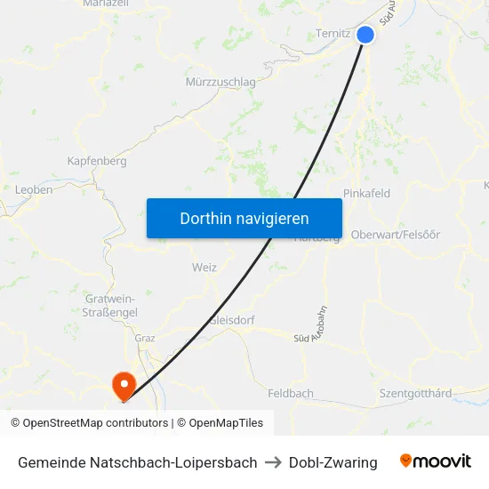 Gemeinde Natschbach-Loipersbach to Dobl-Zwaring map