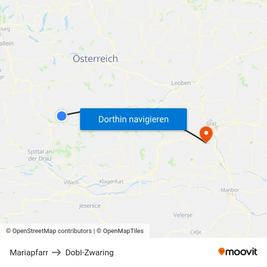 Mariapfarr to Dobl-Zwaring map