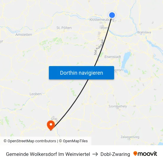 Gemeinde Wolkersdorf Im Weinviertel to Dobl-Zwaring map