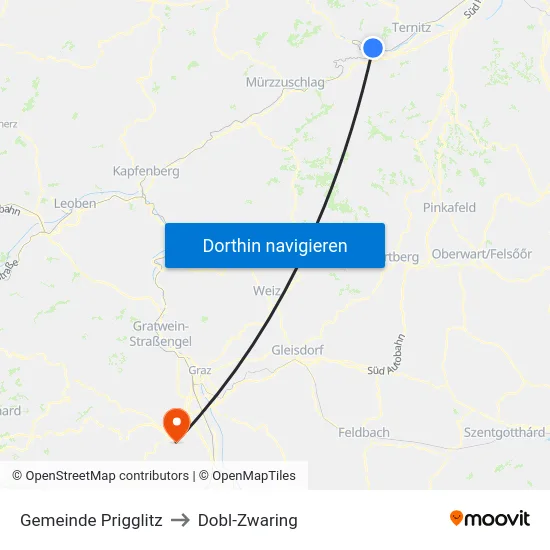 Gemeinde Prigglitz to Dobl-Zwaring map