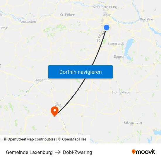 Gemeinde Laxenburg to Dobl-Zwaring map