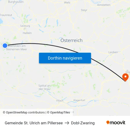 Gemeinde St. Ulrich am Pillersee to Dobl-Zwaring map