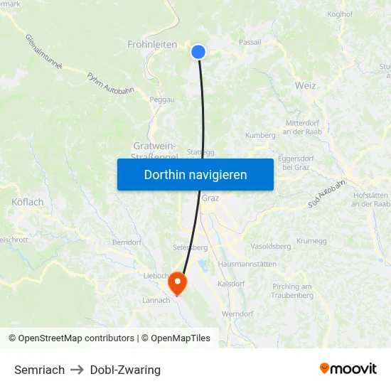 Semriach to Dobl-Zwaring map