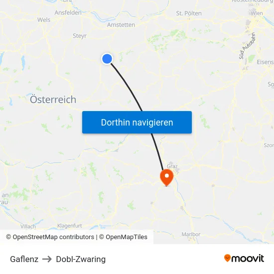Gaflenz to Dobl-Zwaring map