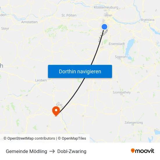 Gemeinde Mödling to Dobl-Zwaring map