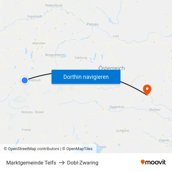 Marktgemeinde Telfs to Dobl-Zwaring map