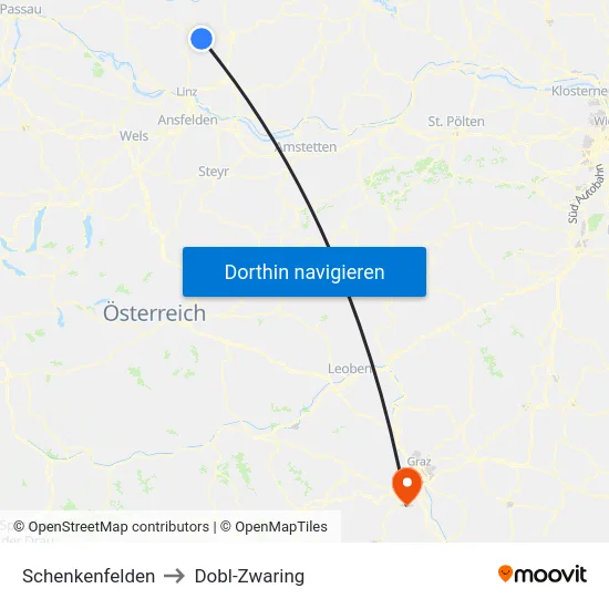 Schenkenfelden to Dobl-Zwaring map