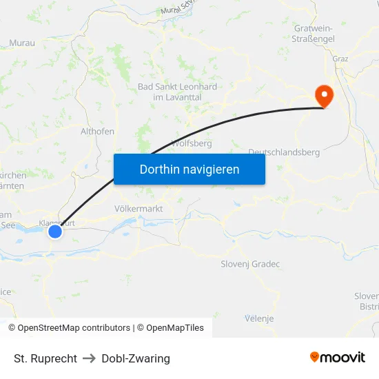 St. Ruprecht to Dobl-Zwaring map