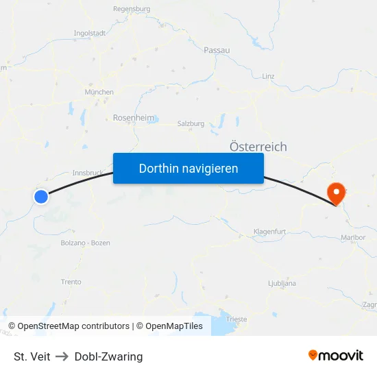 St. Veit to Dobl-Zwaring map