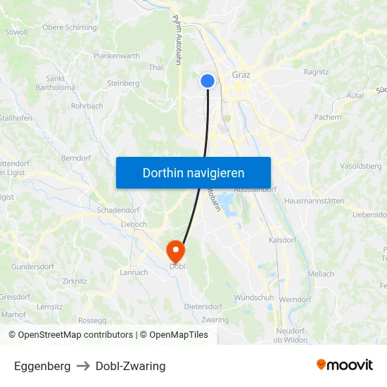Eggenberg to Dobl-Zwaring map