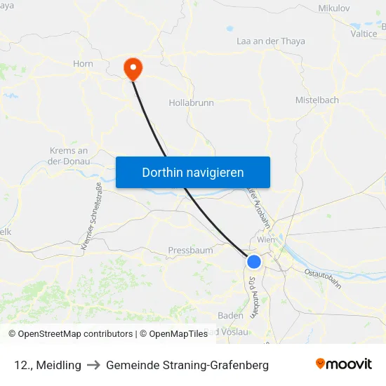12., Meidling to Gemeinde Straning-Grafenberg map