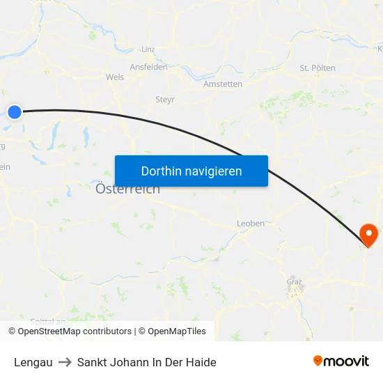 Lengau to Sankt Johann In Der Haide map