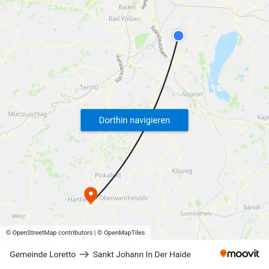 Gemeinde Loretto to Sankt Johann In Der Haide map