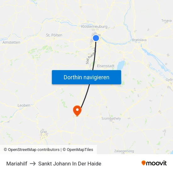 Mariahilf to Sankt Johann In Der Haide map