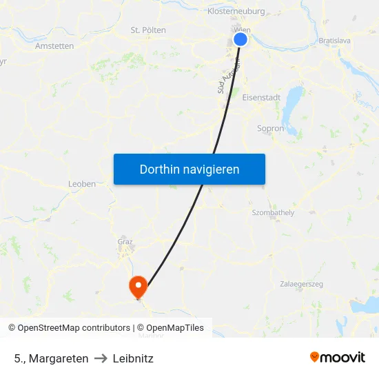 5., Margareten to Leibnitz map