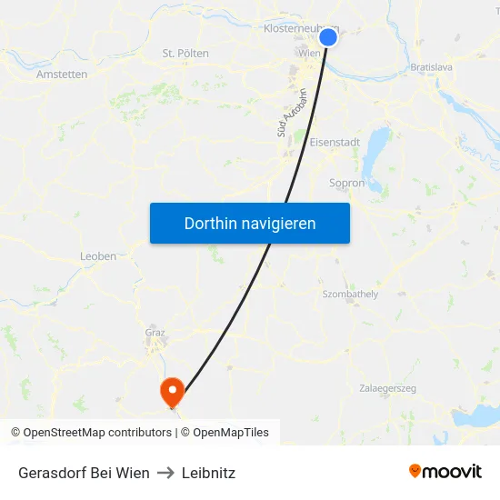 Gerasdorf Bei Wien to Leibnitz map