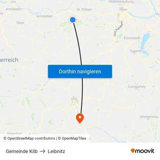 Gemeinde Kilb to Leibnitz map