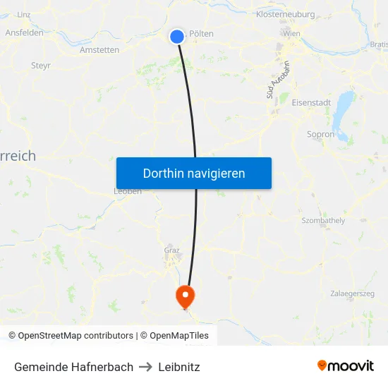 Gemeinde Hafnerbach to Leibnitz map