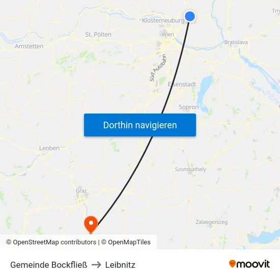 Gemeinde Bockfließ to Leibnitz map